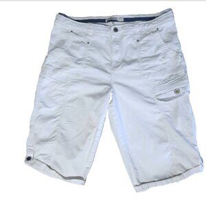 Point Zero Shorts Womens 13 White Long Cargo Look 4 Pockets Flat Front